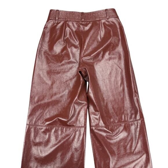 WILFRED Aritzia Funk Glossy Vinyl Faux Leather Pants Sz 2 Rustique - Picture 9 of 10